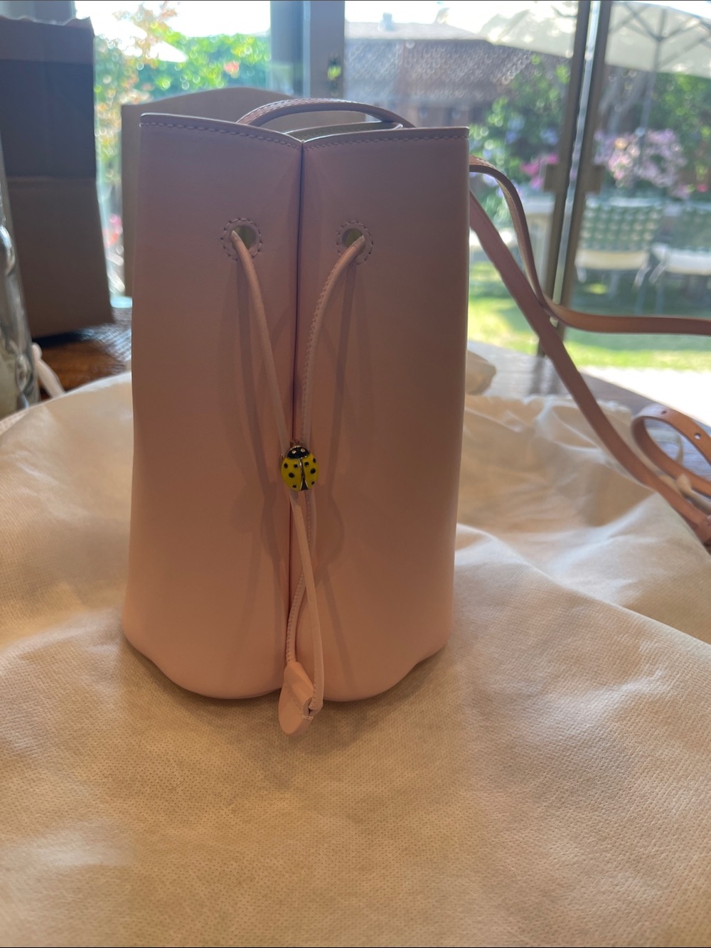 Dior Pink Mini Trefle Bucket Crossbody with Ladybug Accent